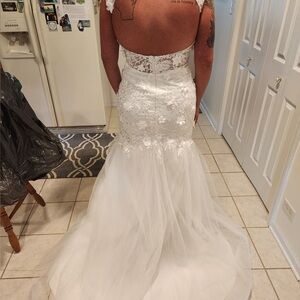 Amazon White Floral Lace Bridal Gown
